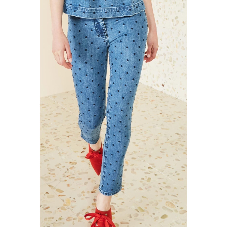Ulla Johnson Prince Polka Dot Cigarette Jeans Blue Size 0